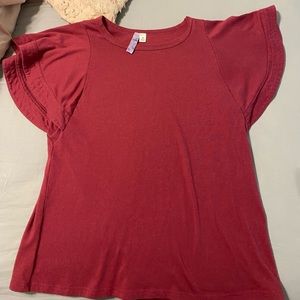 maroon ruffle top